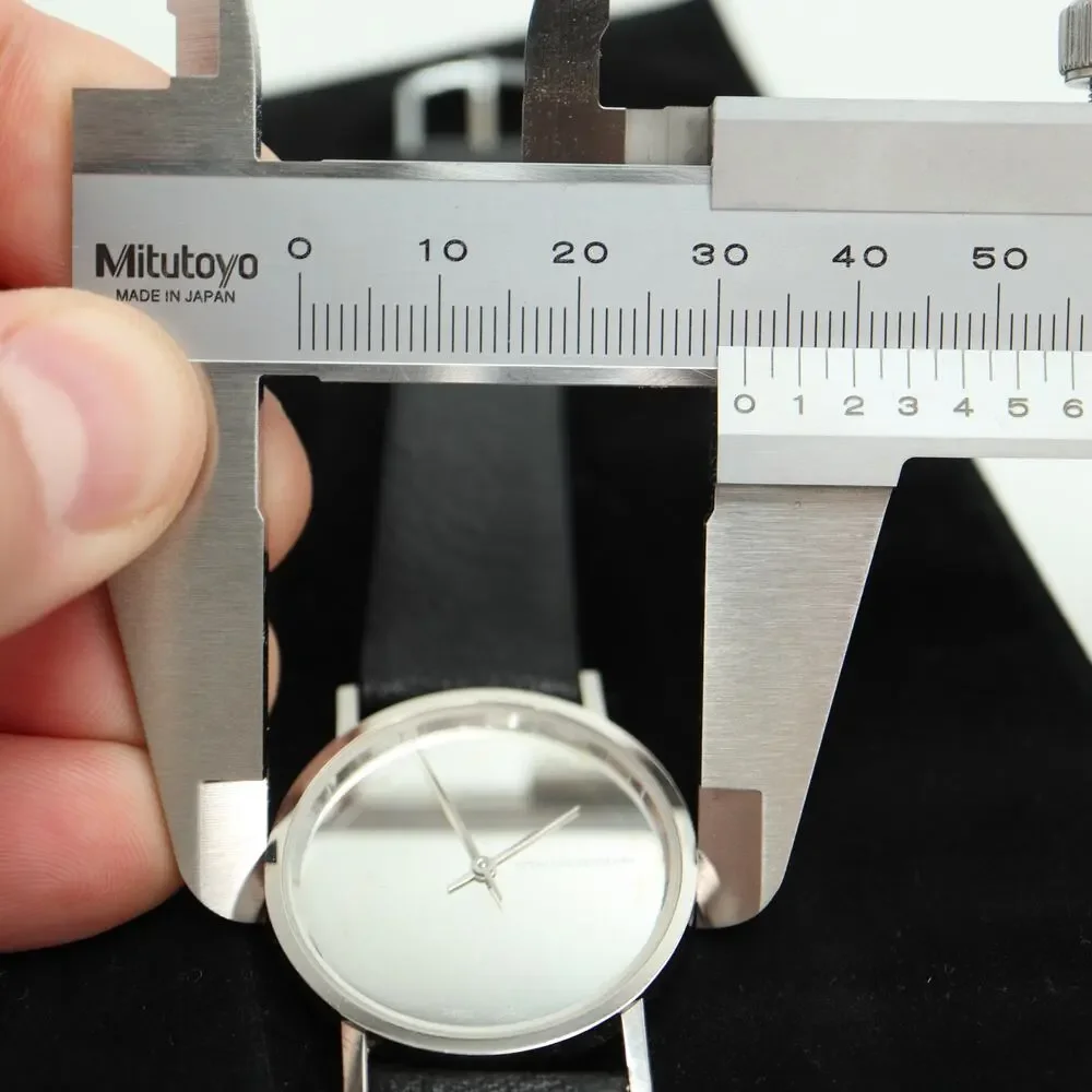 Sterling Denmark by Max Rene Silver Tone 32mm Watch Swiss Leather w New Battery